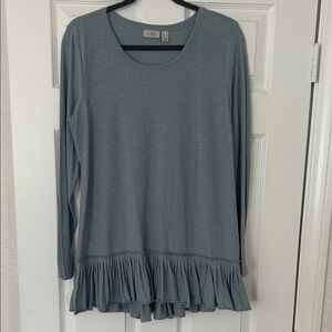 LOGO by Lori Goldstein Slate Long Sleeve Blouse